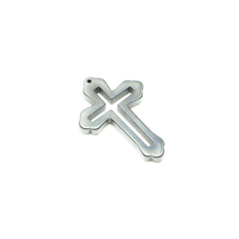 Anhänger Kreuz aus Hämatit, Durchmesser 30,5×44×4,5 mm