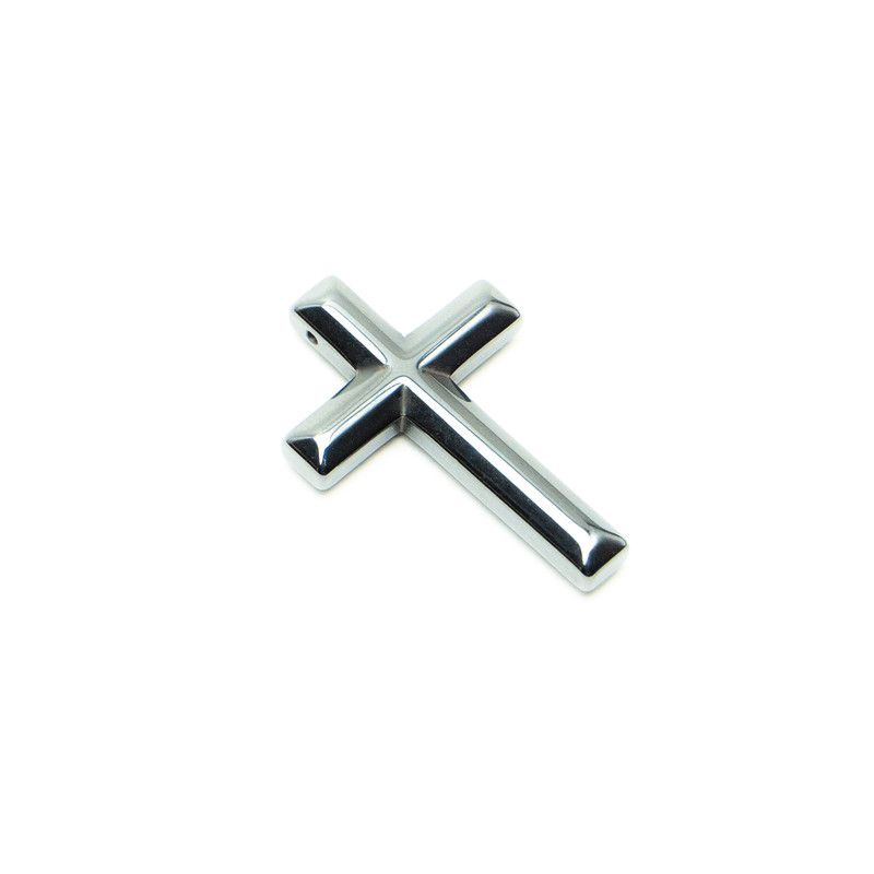 Anhänger Kreuz aus Hämatit, Maße 31 × 43 × 6 mm+