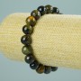 Armband aus Tigerauge und Falkenauge, natürlicher Stein, glatte Kugeln, Durchmesser ca. 10 mm, Länge 18 cm (Stretch)