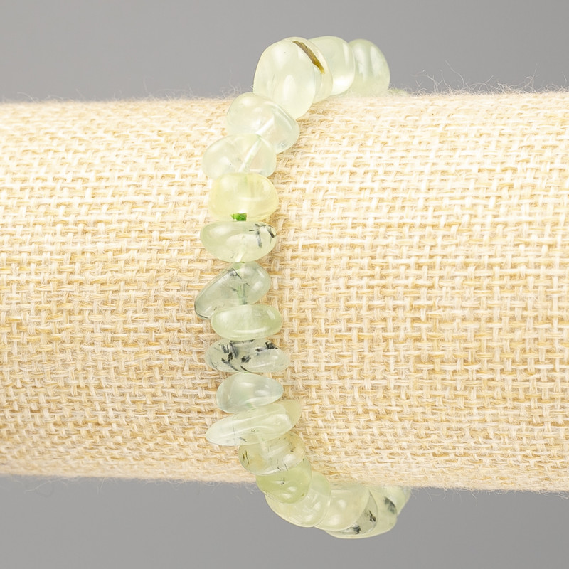 Armband aus Prehnit, natürlichem Stein, facettierte Perlen, Durchmesser 11 × 5 mm (±), Länge 18 cm (Stretch)