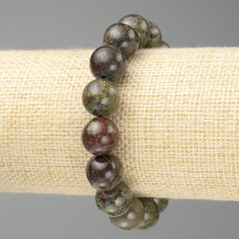 Armband aus Blutjaspis – Naturstein, glatte Kugeln, Durchmesser ca. 12,5 mm, Länge 18 cm (Stretch)