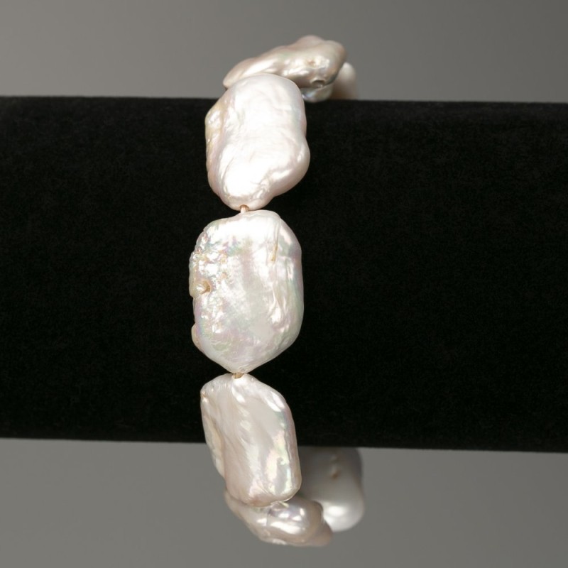 Armband aus Barockperlen, Farbton „Benzin“, Durchmesser 14 × 23 mm ±, Länge 18 cm ± (Stretch)