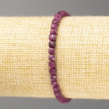 Armband aus natürlichem Rubin, facettierte Würfelperlen, Durchmesser ca. 4 mm, Länge 18 cm (Stretch)