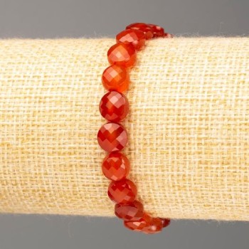 Armband aus Karneol, facettierte Münzperlen, Durchmesser 8×5 mm ±, Länge 18 cm (Stretch)