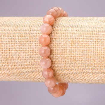 Armband aus Selenit – glatte Kugeln, ca. 10 mm Durchmesser