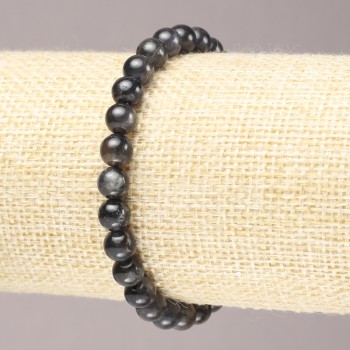 Gummiband-Armreif aus Naturstein Iolith, glatte Kugel, Ø 6,5 mm+