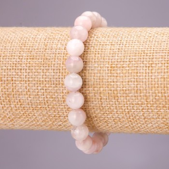 Armband aus natürlichem Kunzit auf elastischem Band, glatte Perlen, Durchmesser 8,5 mm, Länge 18 cm