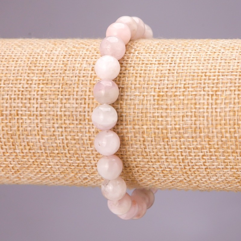 Armband aus natürlichem Kunzit auf elastischem Band, glatte Perlen, Durchmesser 8,5 mm, Länge 18 cm