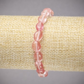 Armband aus elastischem Band mit natürlichem Chalzedon, glatte ovale Steine, Durchmesser 10×8 mm, Länge 18 cm +-