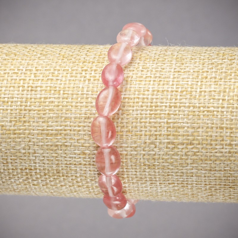 Armband aus elastischem Band mit natürlichem Chalzedon, glatte ovale Steine, Durchmesser 10×8 mm, Länge 18 cm +-