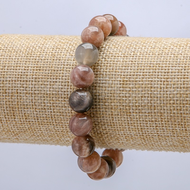 Selenit-Armband auf Gummiband, glatte Kugeln Ø 10 mm, Umfang ca. 18 cm