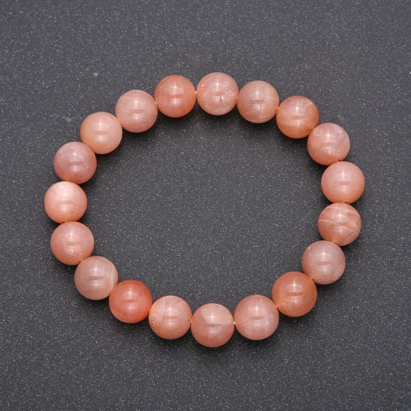 Selenit-Natursteinarmband auf Gummiband, glatte Kugeln, Durchmesser ca. 10 mm, Umfang ca. 18 cm
