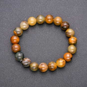 Armband aus natürlichem Petersit auf elastischem Band, glatte Kugel, Durchmesser ca. 10 mm, Umfang ca. 18 cm