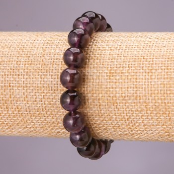 Amethyst-Armband auf elastischem Band, glatte Kugeln, Durchmesser ca. 8 mm, Umfang ca. 18 cm