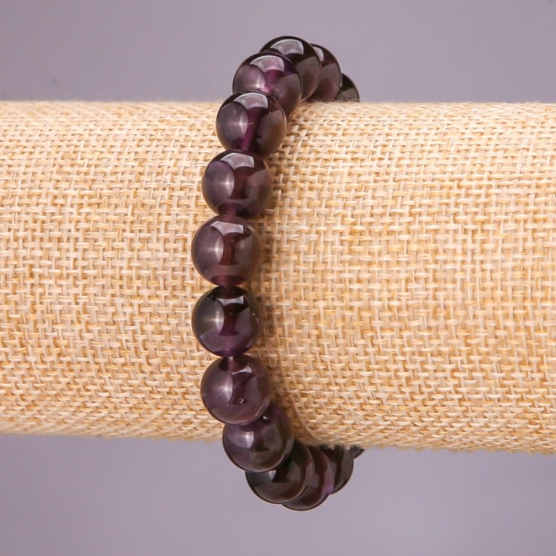 Amethyst-Armband auf elastischem Band, glatte Kugeln, Durchmesser ca. 8 mm, Umfang ca. 18 cm
