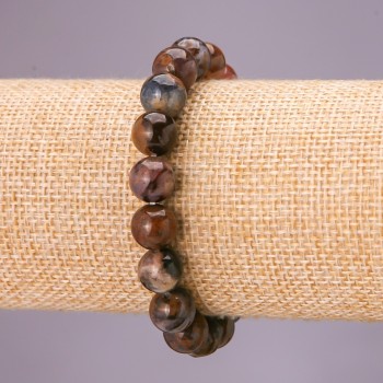 Armband aus natürlichem Petersit mit elastischem Gummiband, glatte Kugel, Durchmesser ca. 10 mm, Umfang ca. 18 cm