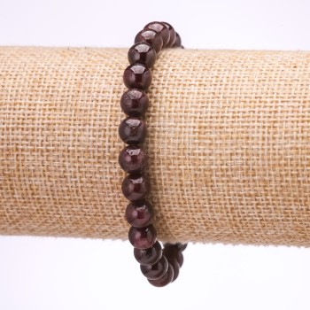 Armband aus Granat – glatte Kugeln, Durchmesser 7 mm, Länge 18 cm, auf elastischem Band