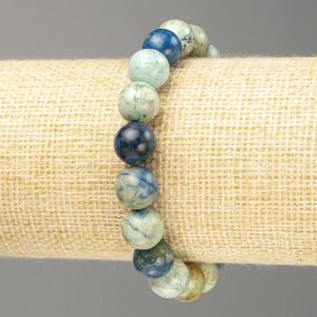 Armband Chrysokoll und Lazurit, glatte Kugeln aus Naturstein, Durchmesser ca. 10 mm, Länge ca. 18 cm (Stretch)