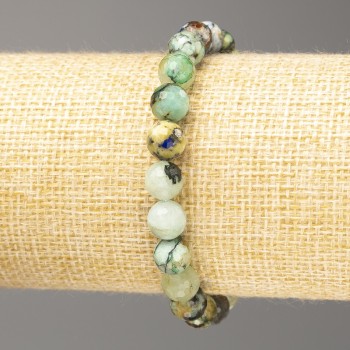 Armband aus Chrysokoll und Lazurit – facettierte Kugeln, 8 mm Durchmesser, Länge 18 cm (Elastisch)