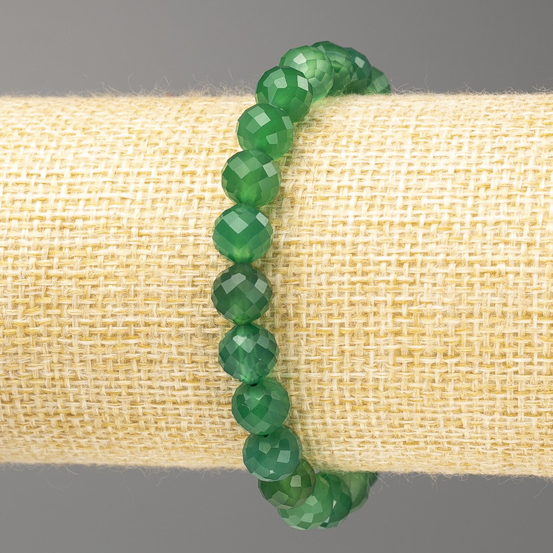 Armband aus Chrysopras-Naturstein – facettierte Kugeln, Ø 8 mm, Länge 18 cm (Stretcharmband)