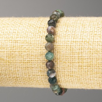 Armband aus buntem Jaspis – facettierte Kugeln, Durchmesser 6 mm, Länge 18 cm (Stretcharmband)