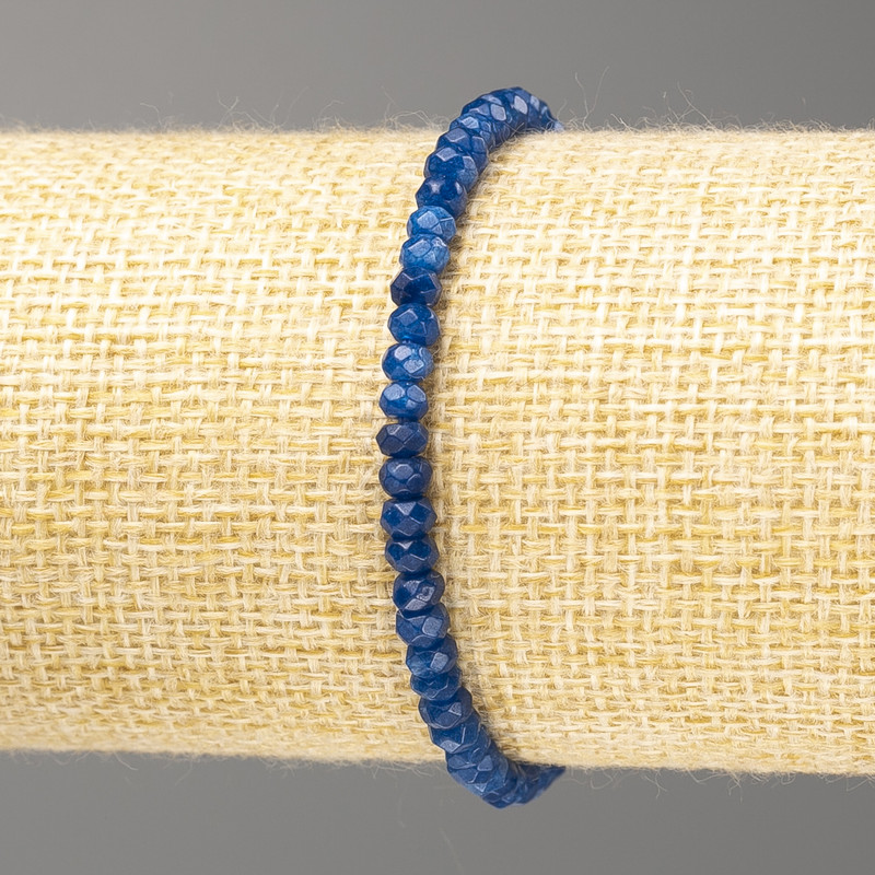 Armband aus Lazurit (künstlich) hellblau facettierte Rondelle, Durchmesser 4×3 mm, Länge 18 cm (Elastik)