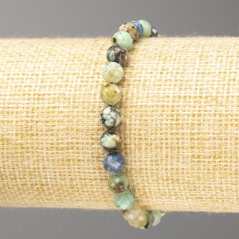 Armband aus Chrysokoll und Lazurit, facettierte Kugeln, Durchmesser 6 mm, Länge 18 cm (Dehnarmband)