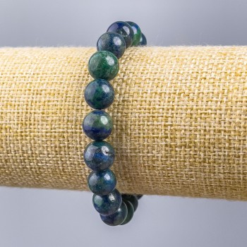 Armband aus Azurit, natürlicher Stein, glatte Kugeln Ø 10 mm, Länge 18 cm (Stretch)
