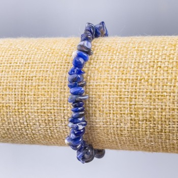Armband aus natürlichem Sodalit – Steinchen, Durchmesser ca. 8 x 4 mm, Länge 18 cm (Stretcharmband)