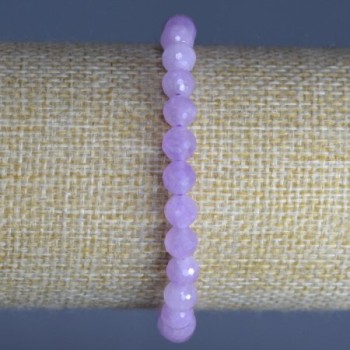 Armband aus Kunzit, natürlicher Stein, facettierte Kugeln, Durchmesser ca. 6 mm, Länge 18 cm (Stretcharmband)