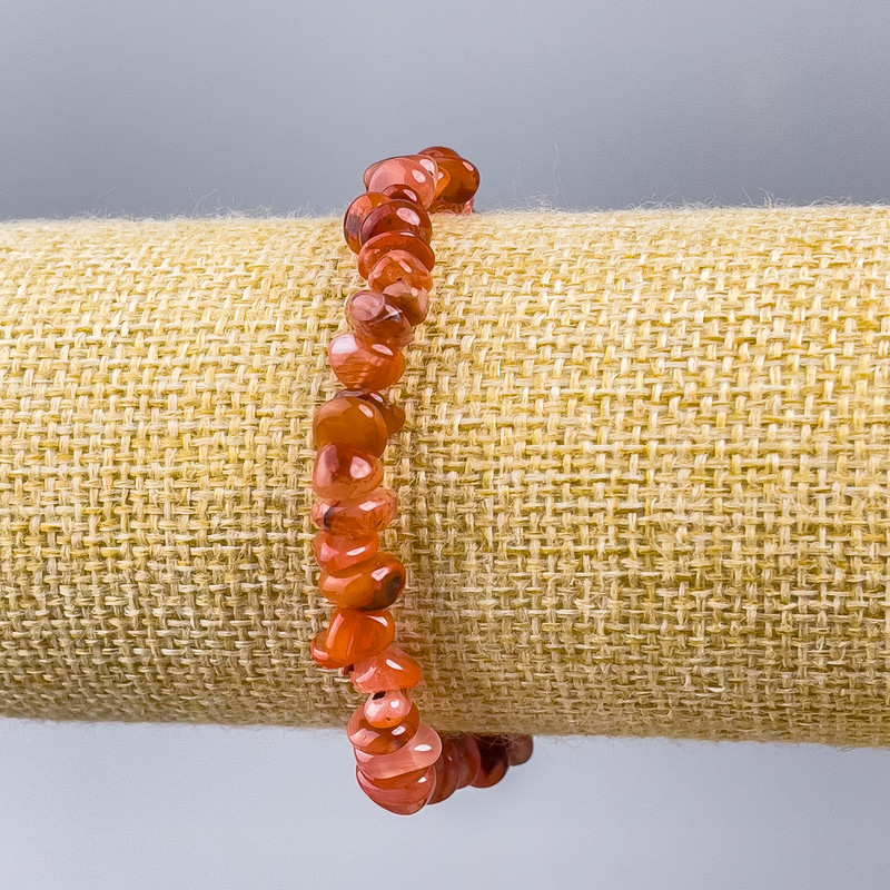 Karneol-Naturstein-Chips-Armband, Größe ca. 8x4 mm, Länge ca. 18 cm (Elastikarmband)