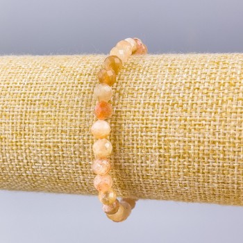 Armband aus Selenit, natürlicher Stein, facettierte Kugeln, Durchmesser ca. 6 mm, Länge ca. 18 cm (Stretch)