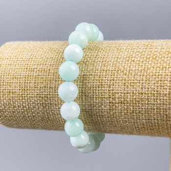 Armband aus Larimar, natürlicher Stein, glatte Kugeln auf Elastikfaden, Durchmesser ca. 10 mm, Länge ca. 18 cm (Elastik)