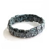 Elastisches Armband in Schwarz-Weiß aus Schnee-Obsidian, Apache-Tränen, rechteckige Steine 11×15 mm (±)