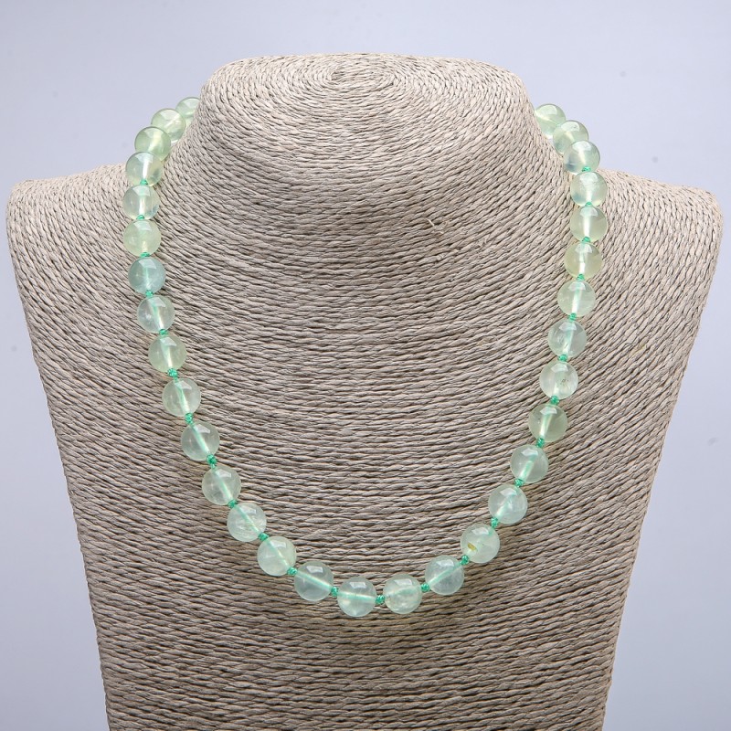 Prehnit-Kette, glatte Kugeln 10 mm, Länge 46 cm +