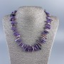 Charoit-Nadelkörnchen-Kette, Durchmesser ca. 15x3 mm, mit Rocailles (Durchmesser 2 mm), Länge ca. 50 cm +, aus natürlichem Stein