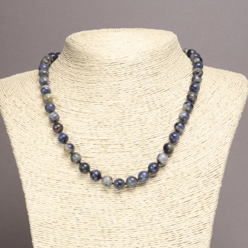 Kette aus natürlichem Sodalit, glatte Kugeln, Durchmesser ca. 8 mm, Länge ca. 45 cm