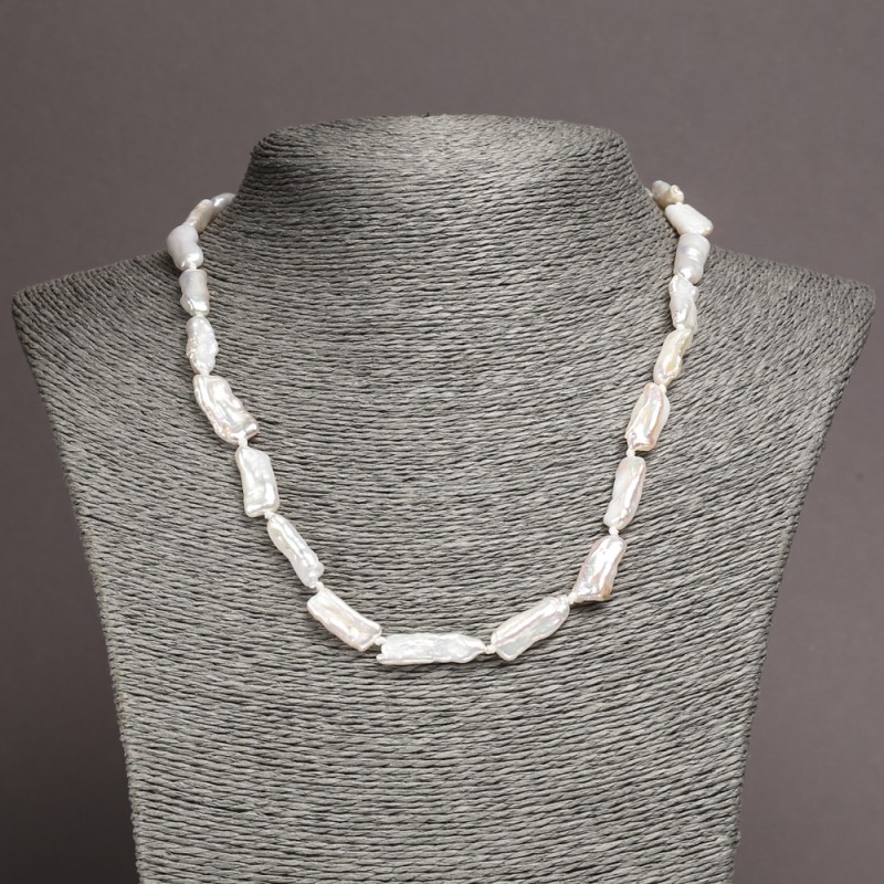 Barockperlenkette aus natürlichen Perlen, Durchmesser 22 × 10 mm ±, Länge 48 cm ±