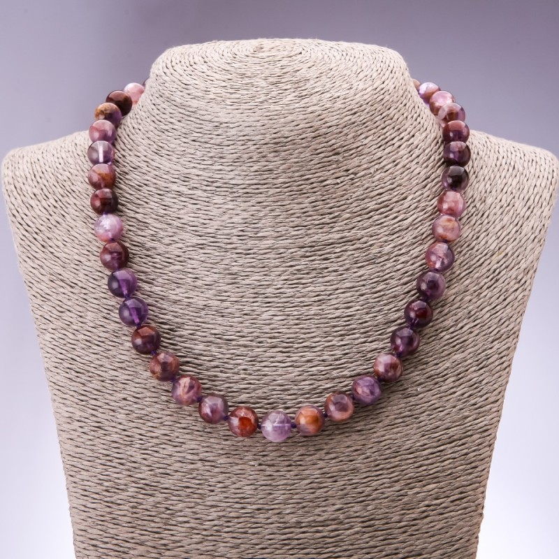 Kette aus natürlichem Amethyst – glatte Kugeln, Durchmesser ca. 10 mm, Länge 45 cm