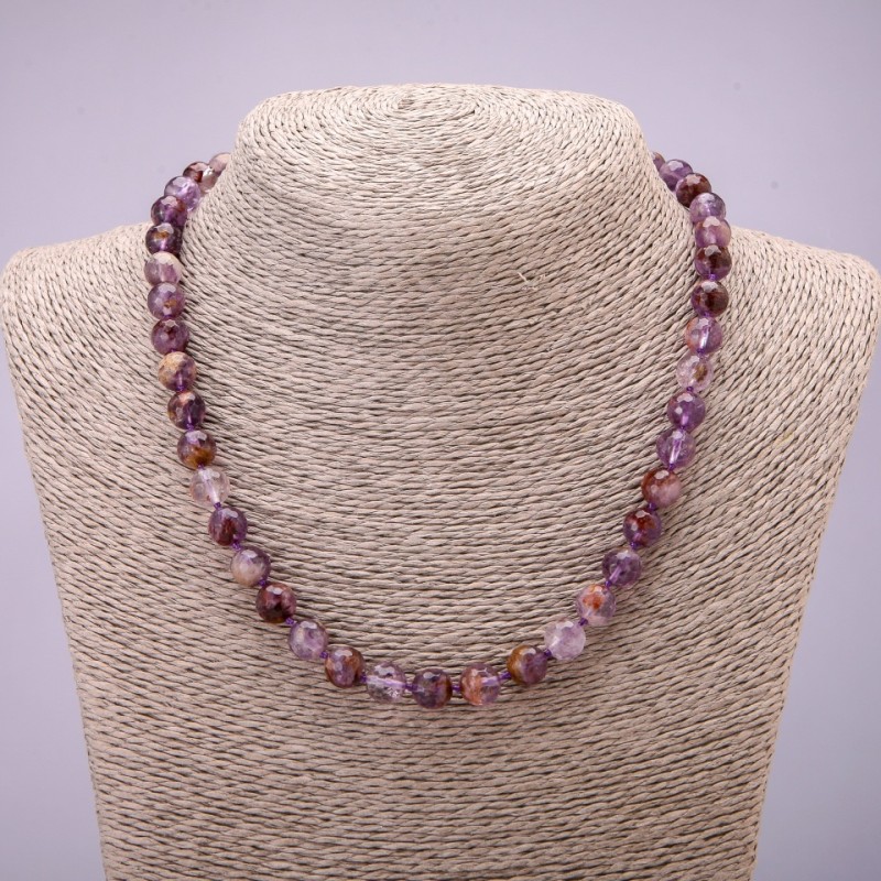 Kette aus facettierten Ametrin-Kugeln, Durchmesser ca. 8 mm, Länge 45 cm