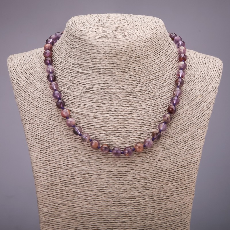 Kette aus Naturstein Ametrin, glatte Kugeln, Durchmesser ca. 8 mm, Länge 45 cm