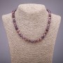 Kette aus Naturstein Ametrin, glatte Kugeln, Durchmesser ca. 8 mm, Länge 45 cm