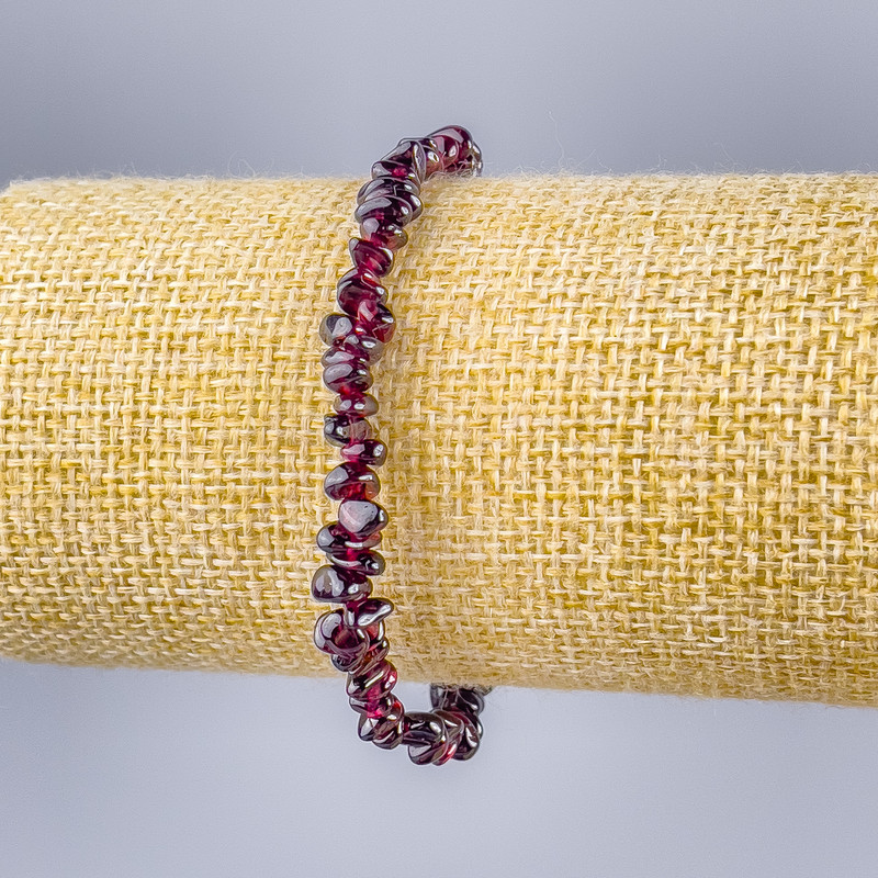 Granatarmband, Granatschips, Durchmesser ca. 6 × 2 mm, Länge 18 cm (Elastikarmband)