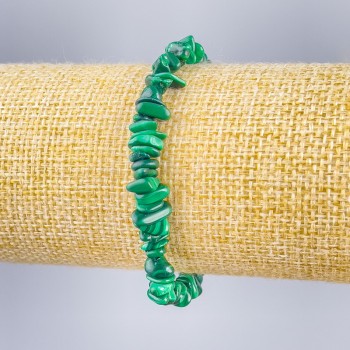 Armband aus Malachit, Naturstein-Chips, Durchmesser 6×3 mm, Länge 18 cm (Elastikband)
