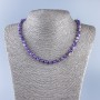 Halskette aus natürlichem Amethyst – glatte Kugeln, Durchmesser ca. 6,5 mm, Länge ca. 48 cm