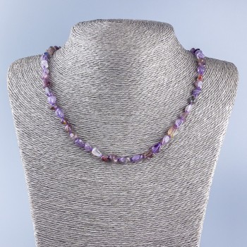 Amethyst-Halskette aus Naturstein, facettiert, Durchmesser 8x5 mm, Länge 53 cm