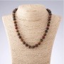 Halskette aus Tigerauge, Ochsenauge und Falkenauge, glatte Kugeln, Durchmesser 8 mm, Länge 48 cm