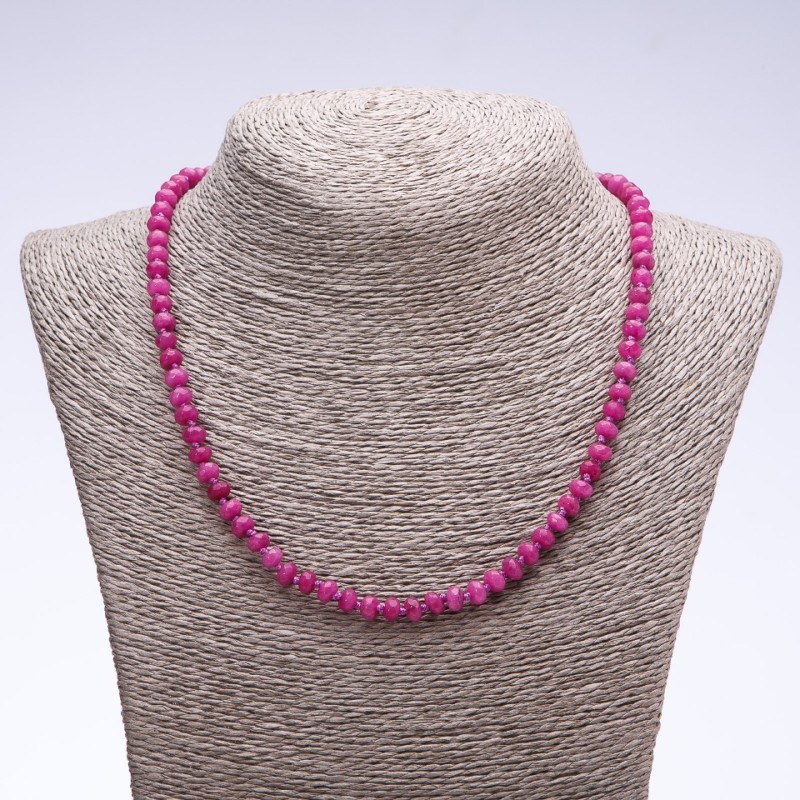 Kette aus künstlich hergestelltem Turmalin (künstlich) dunkelrosa facettierte Rondellen, Durchmesser 6×4 mm, Länge 50 cm