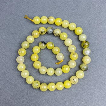 Gelbe Türkis-Perlen, glatte Kugeln, Durchmesser 8,5 mm, auf einer Schnur, Länge ca. 38 cm