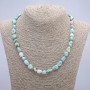 Larimar-Halskette, trommelgeschliffene Perlen, Durchmesser 6×10 mm, Länge 45 cm +